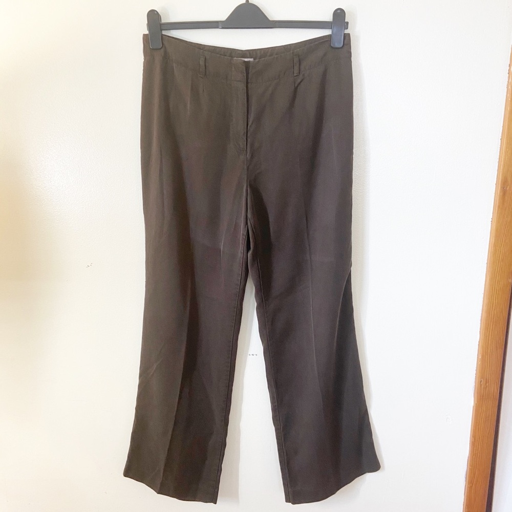 J Jill Brown Tencel Wide Leg Pants Sz 12